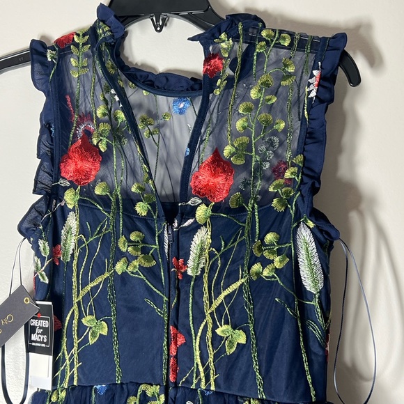 NWT CITY STUDIOS Juniors' Embroidered Mesh Ruffled Gown, dress blue size 3 - Picture 13 of 16